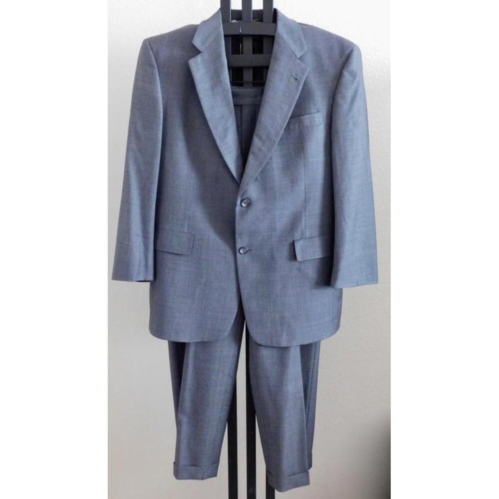 Hart Schaffner Marx Wool Suit Size 48R Jacket 38x30 Pants Dark Gray USA